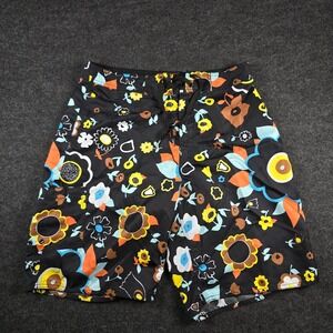 Stussy Mens Black Floral AOP Graphic Swim Trunks Boardshorts Surf Shorts Size 32